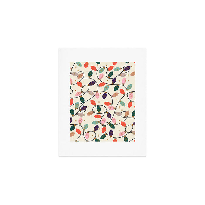 Whimsical Festive String Lights Seamless Pattern Art Print Gallery Image 1