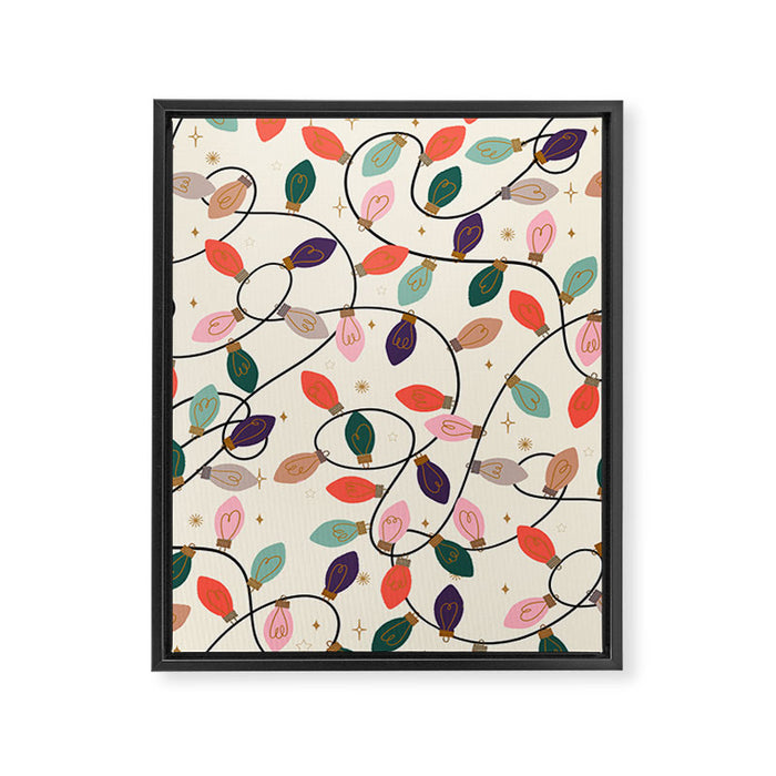 Whimsical Festive String Lights Seamless Pattern Framed Canvas Print Gallery Image 1