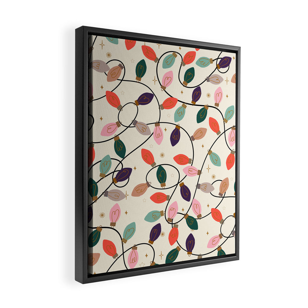 Whimsical Festive String Lights Seamless Pattern Framed Canvas Print Gallery Image 2