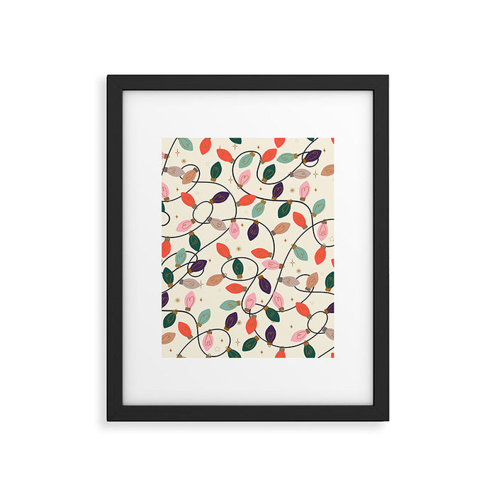Whimsical Festive String Lights Seamless Pattern Framed Art Print Gallery Image 1