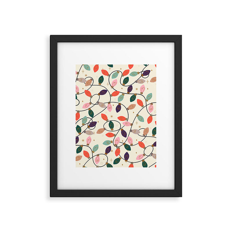 Whimsical Festive String Lights Seamless Pattern Framed Art Print Gallery Image 6