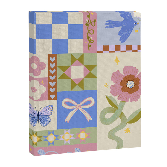 Whimsical Folk Garden Collage Canvas Print Gallery Image 1