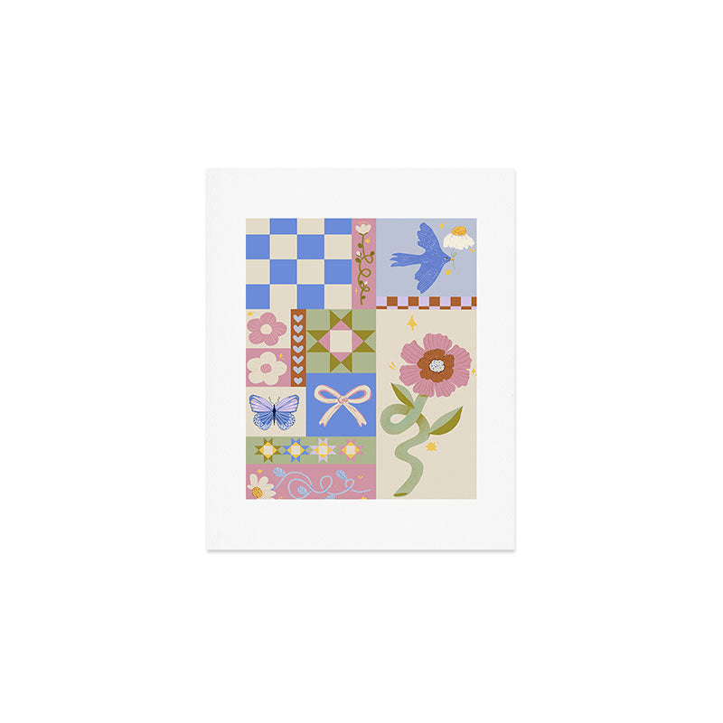 Whimsical Folk Garden Collage Art Print Gallery Image 1