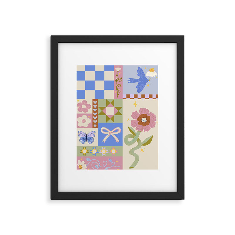 Whimsical Folk Garden Collage Framed Art Print Gallery Image 6