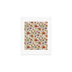 Whimsical Halloween Pattern Cute Pumpkins Mushrooms and Flowers in Pastel Autumn Colors Art Print Gallery Image 1