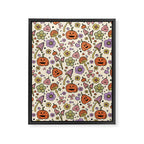 Whimsical Halloween Pattern Cute Pumpkins Mushrooms and Flowers in Pastel Autumn Colors Framed Canvas Print Gallery Image 8