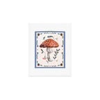Whimsical Red Mushroom with Floral Border  Art Print Gallery Image 1