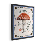 Whimsical Red Mushroom with Floral Border  Framed Canvas Print Gallery Image 2