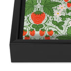 Whimsical Strawberry Vine and Floral Garden Pattern Framed Canvas Print Gallery Image 3