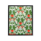 Whimsical Strawberry Vine and Floral Garden Pattern Framed Canvas Print Gallery Image 8