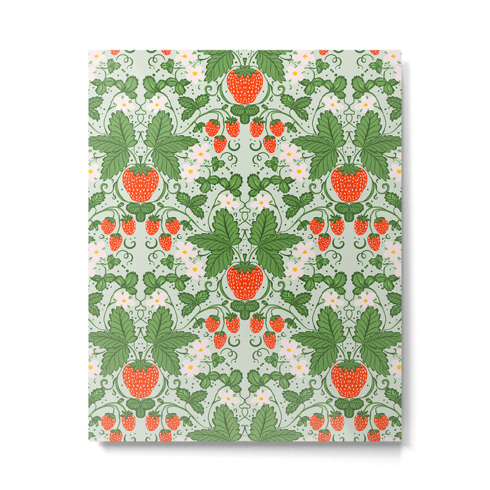 Whimsical Strawberry Vine and Floral Garden Pattern Metal Print Gallery Image 1