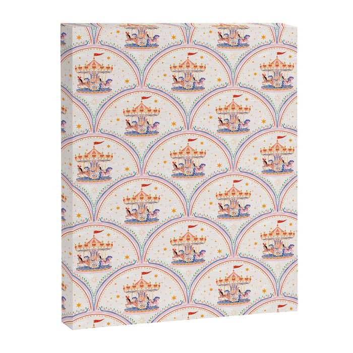 Whimsical Vintage Carousel Ride Seamless Pattern Canvas Print Gallery Image 1