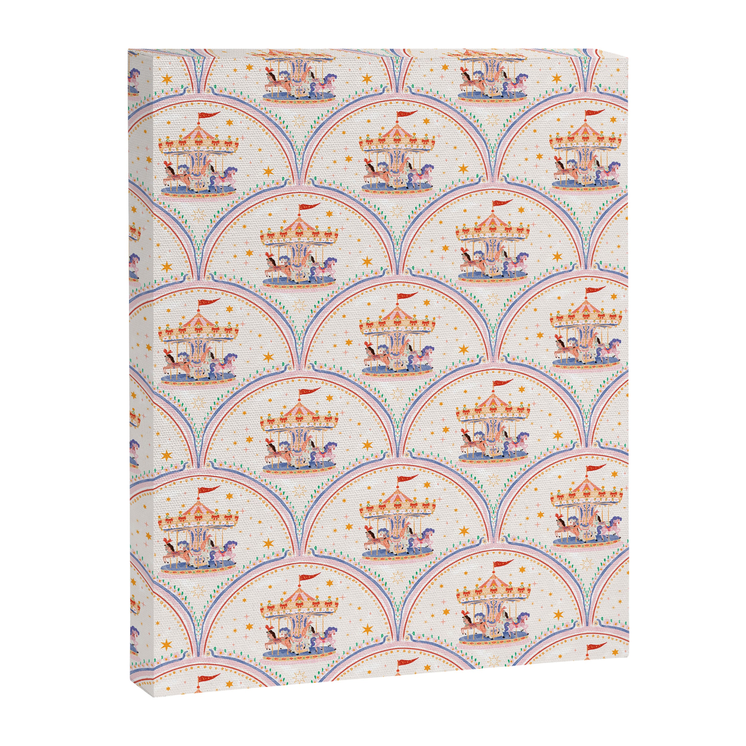 Whimsical Vintage Carousel Ride Seamless Pattern Canvas Print Gallery Image 8