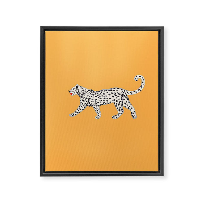 White fashionable cheetah  Framed Canvas Print Gallery Image 1