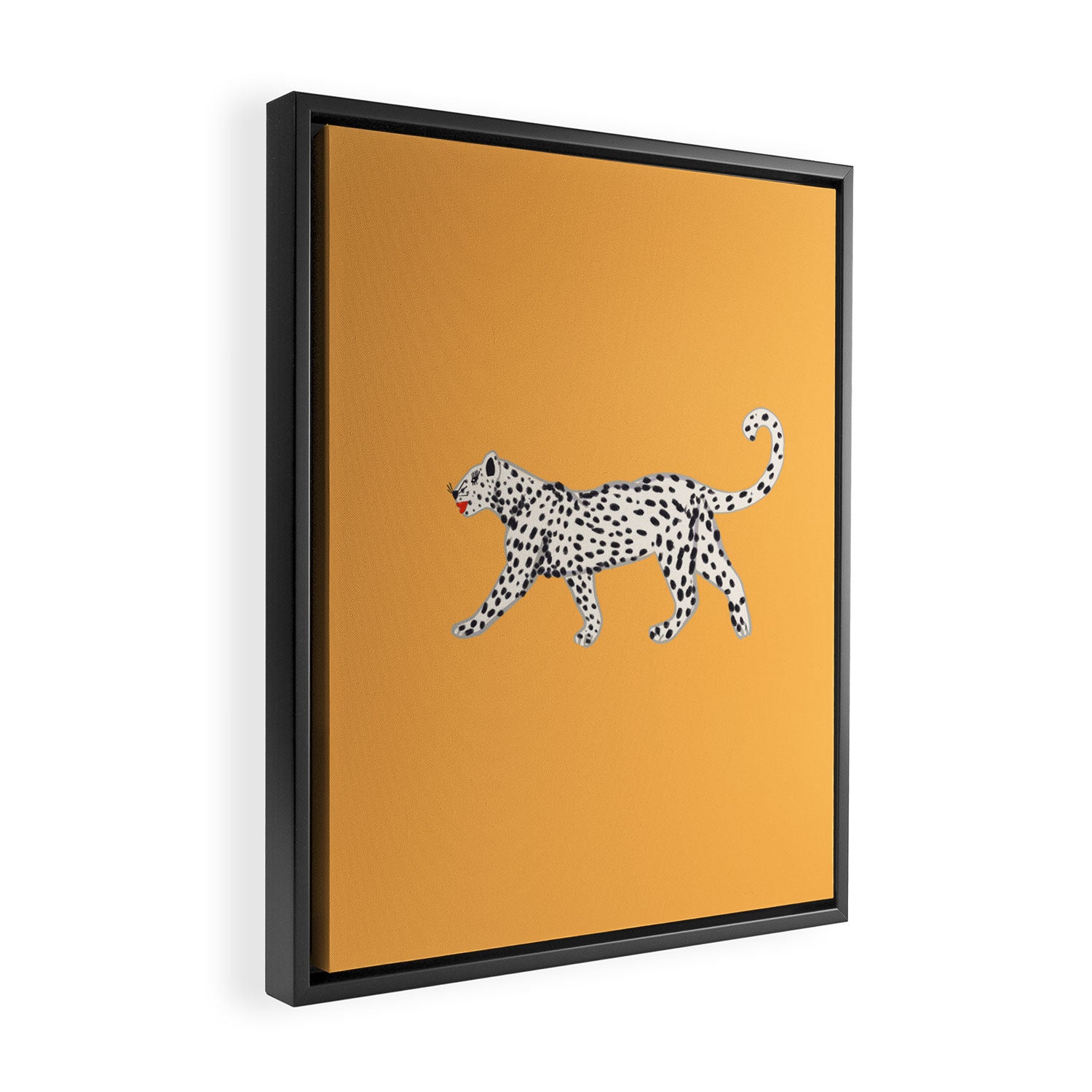 White fashionable cheetah  Framed Canvas Print Gallery Image 2