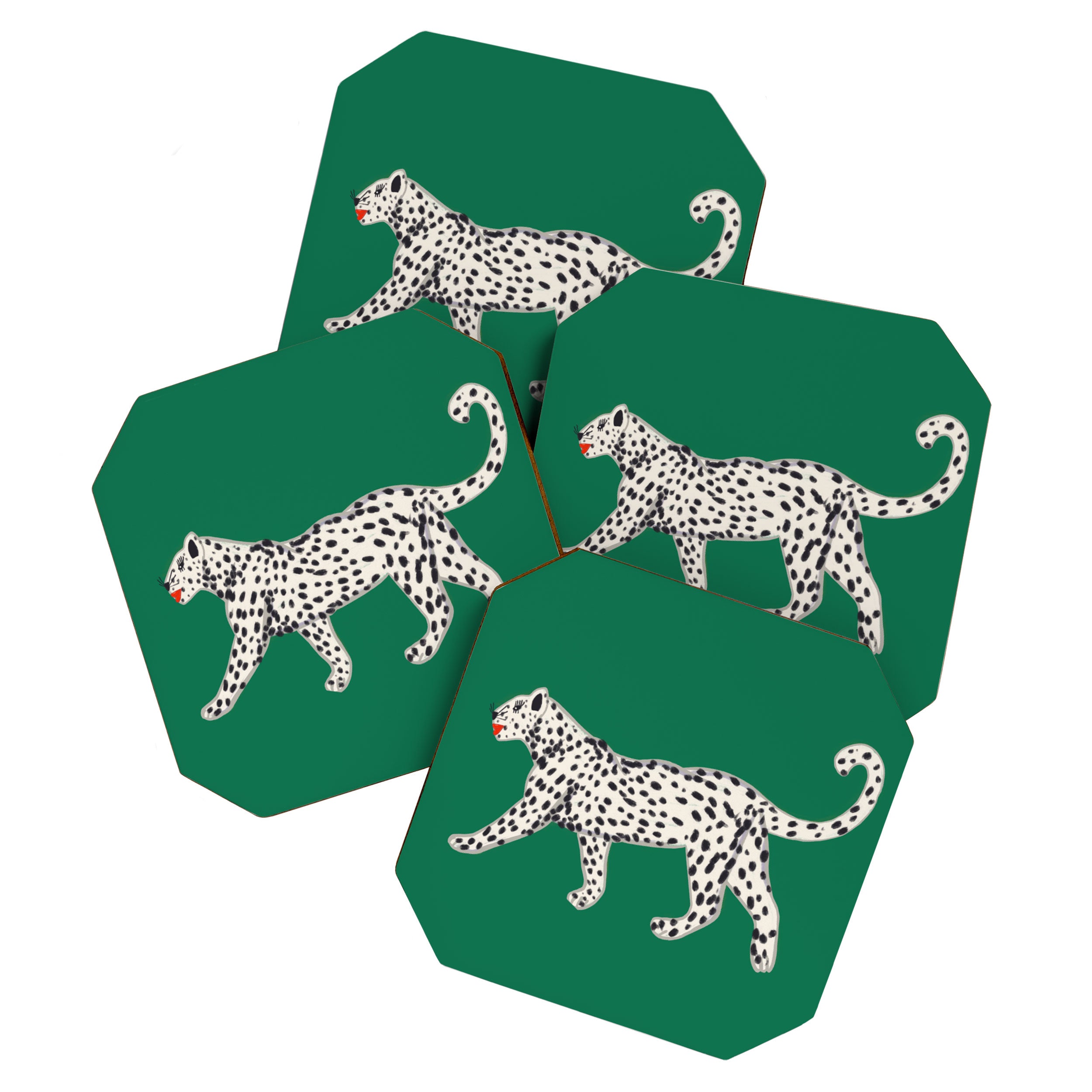White leopard with red lips Coaster Gallery Image 1