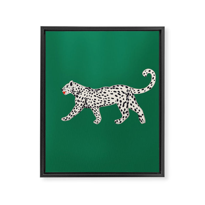 White leopard with red lips Framed Canvas Print Gallery Image 1