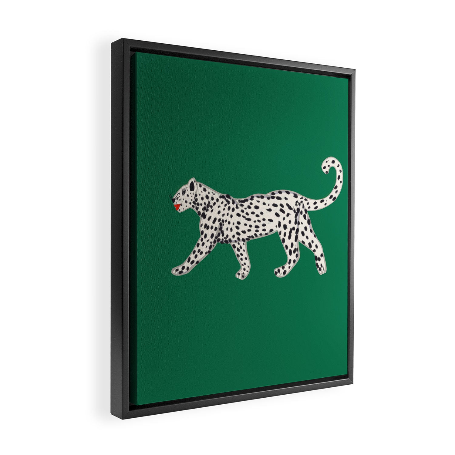 White leopard with red lips Framed Canvas Print Gallery Image 2