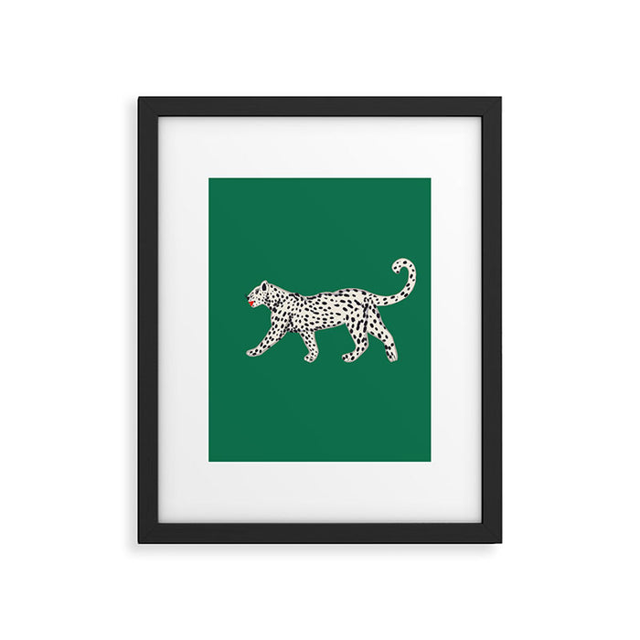 White leopard with red lips Framed Art Print Gallery Image 1