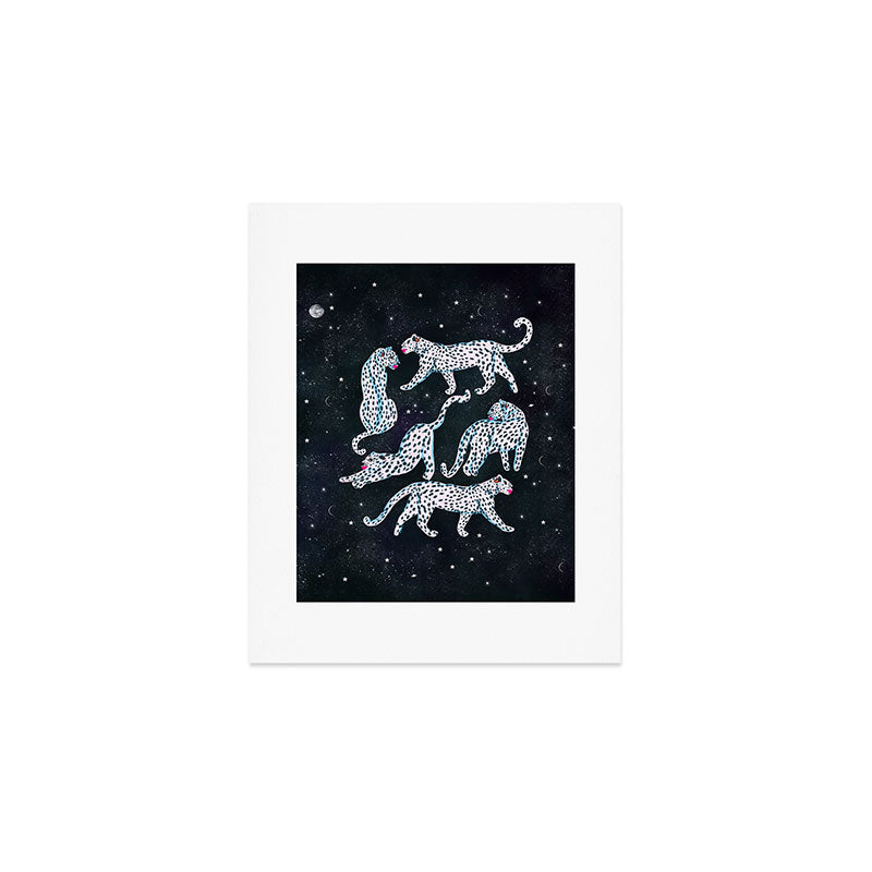 White leopards in space  Art Print Gallery Image 1
