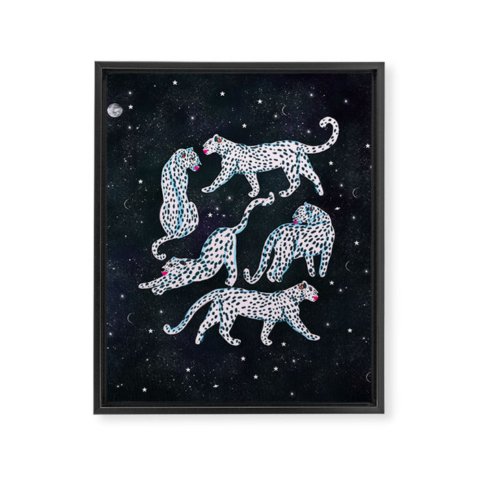 White leopards in space  Framed Canvas Print Gallery Image 1