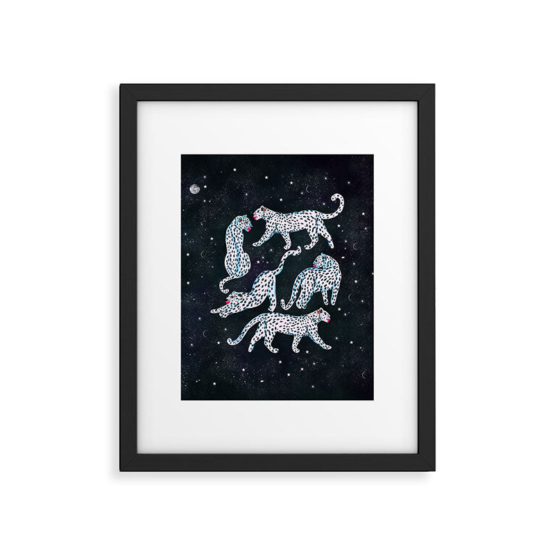 White leopards in space  Framed Art Print Gallery Image 6