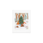 Woodland Winter Wonderland Festive Forest Animals and Christmas Tree Illustration Art Print Gallery Image 1