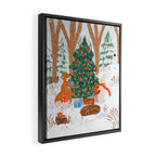 Woodland Winter Wonderland Festive Forest Animals and Christmas Tree Illustration Framed Canvas Print Gallery Image 2