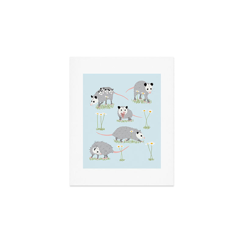Opossums and Daisies Art Print Gallery Image 1