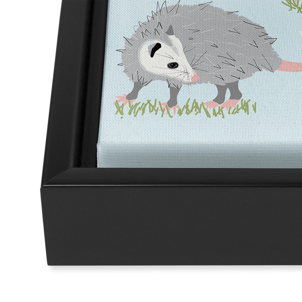 Opossums and Daisies Framed Canvas Print Gallery Image 3