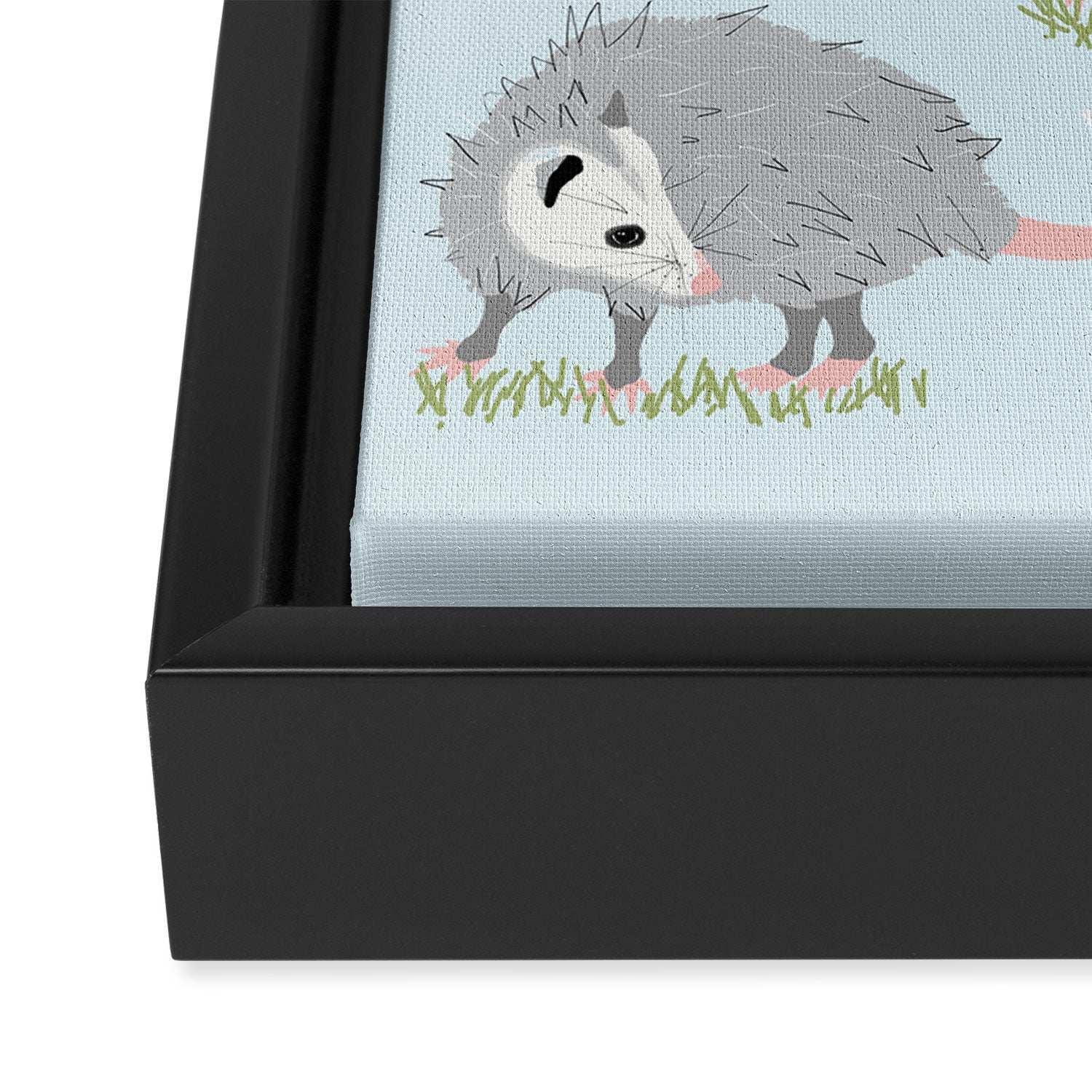 Opossums and Daisies Framed Canvas Print Gallery Image 3