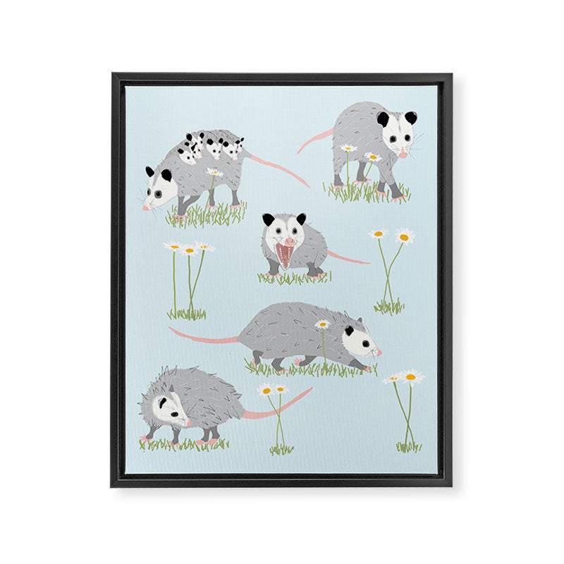 Opossums and Daisies Framed Canvas Print Gallery Image 8