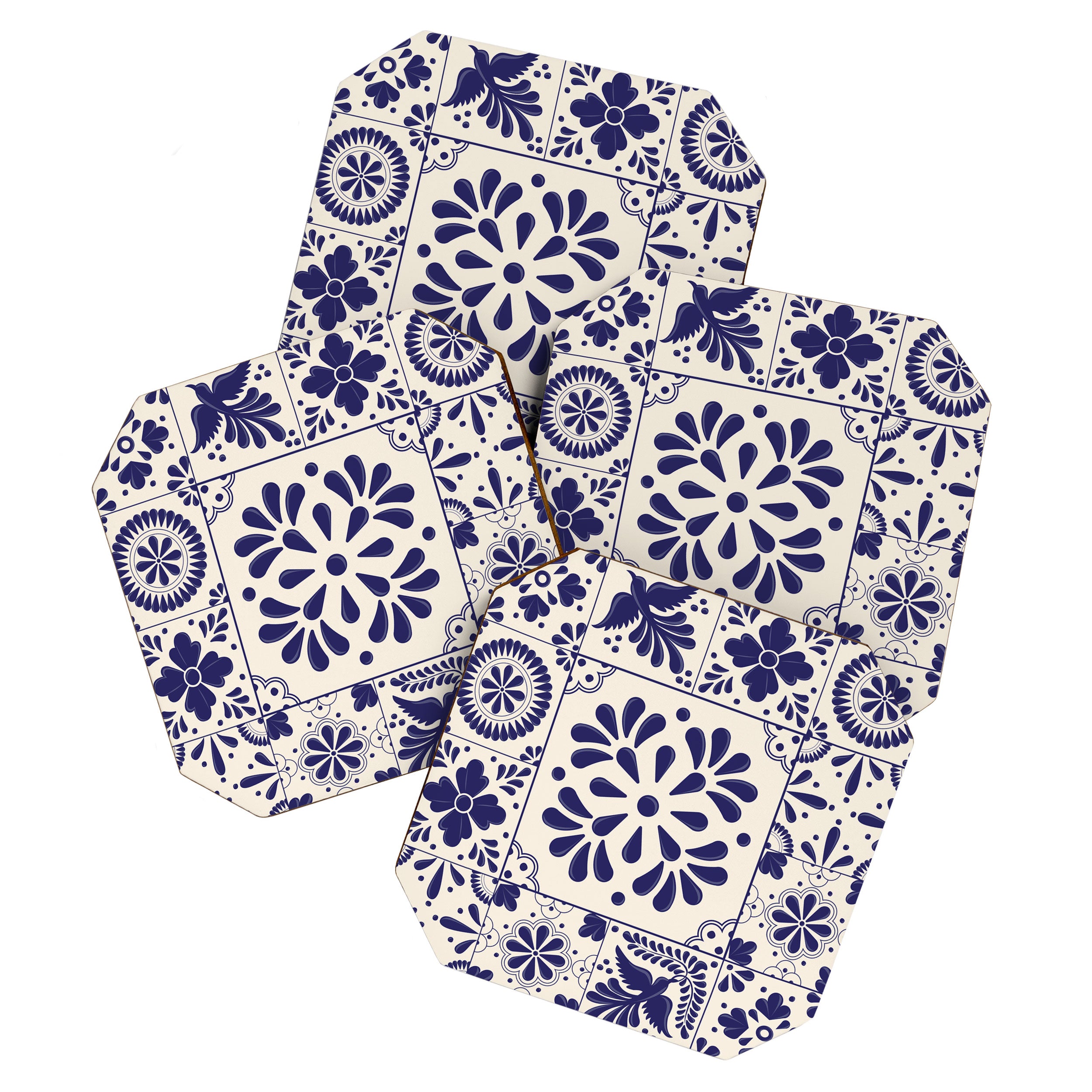 Blue Mexican Talavera Pattern by Akbaly Coaster Gallery Image 1