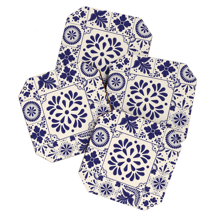 Blue Mexican Talavera Pattern by Akbaly Coaster Gallery Image 1