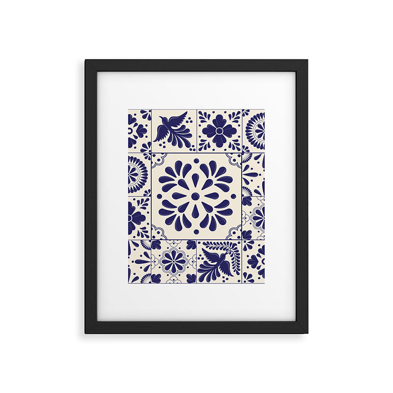 Blue Mexican Talavera Pattern by Akbaly Framed Art Print Gallery Image 6