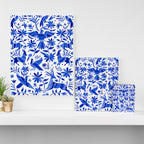 Mexican Otomí Design in Deep Blue by Akbaly Canvas Print Gallery Image 3