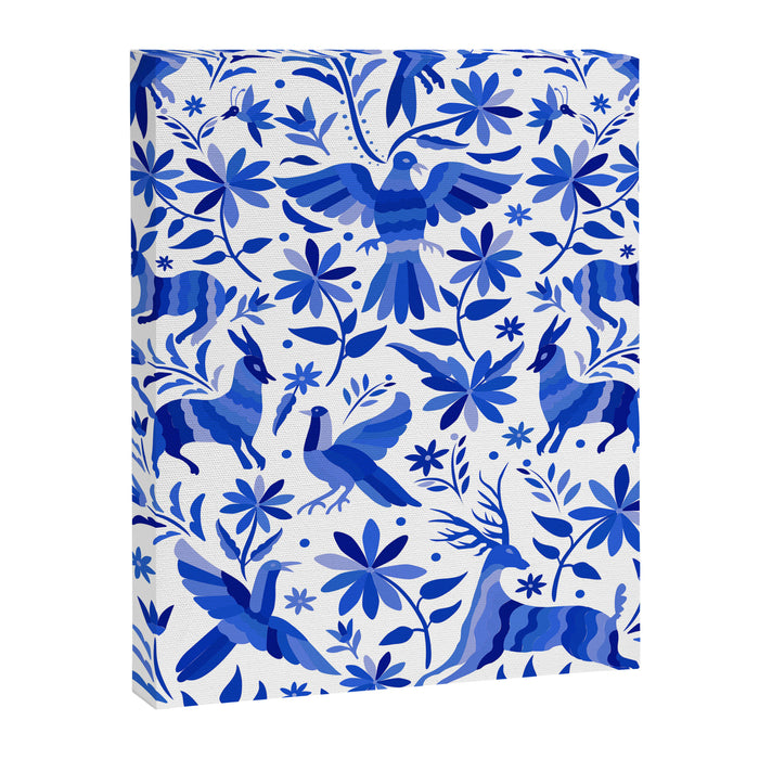 Mexican Otomí Design in Deep Blue by Akbaly Canvas Print Gallery Image 1