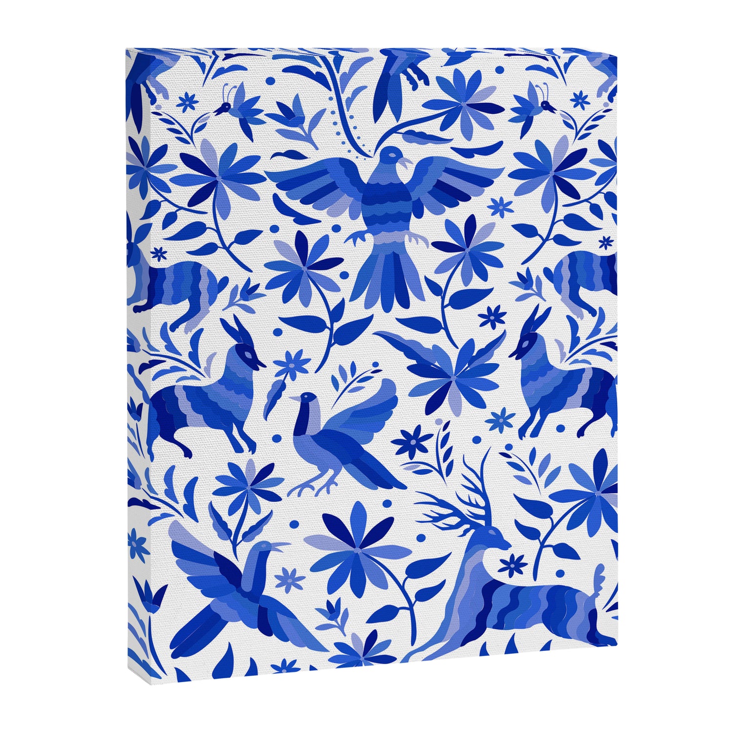 Mexican Otomí Design in Deep Blue by Akbaly Canvas Print Gallery Image 3