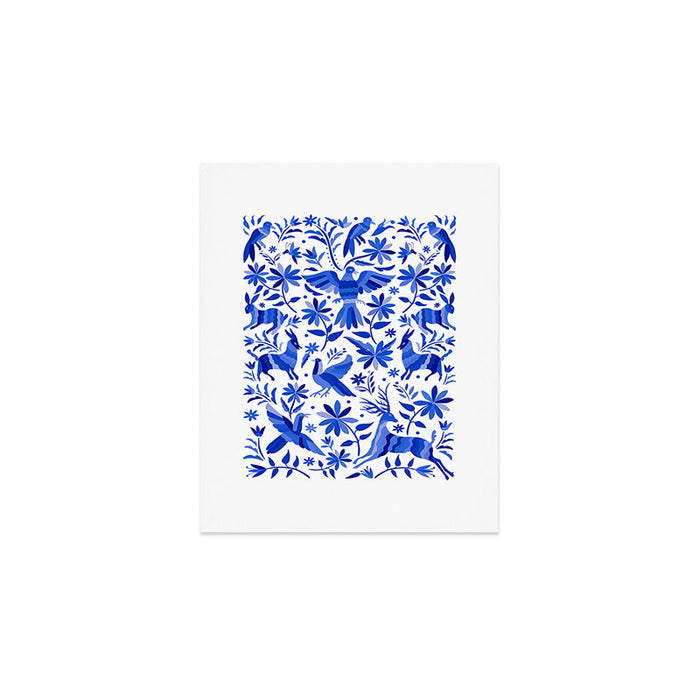 Mexican Otomí Design in Deep Blue by Akbaly Art Print Gallery Image 1