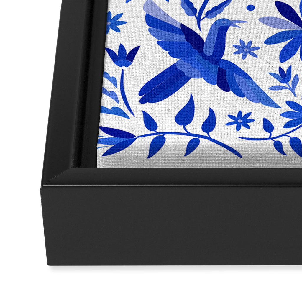 Mexican Otomí Design in Deep Blue by Akbaly Framed Canvas Print Gallery Image 3