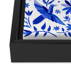 Mexican Otomí Design in Deep Blue by Akbaly Framed Canvas Print Gallery Image 3