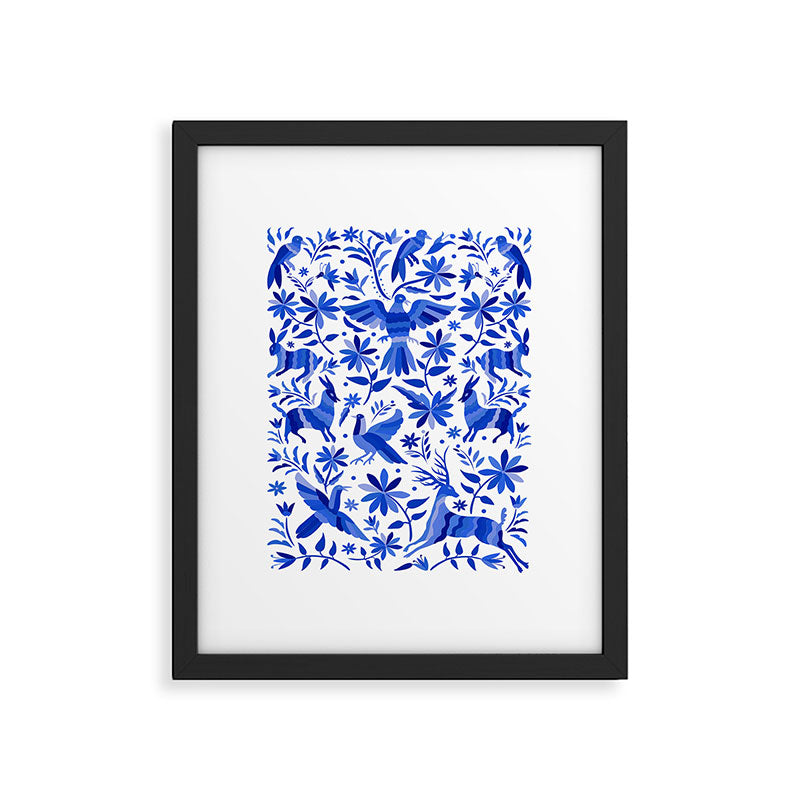 Mexican Otomí Design in Deep Blue by Akbaly Framed Art Print Gallery Image 4