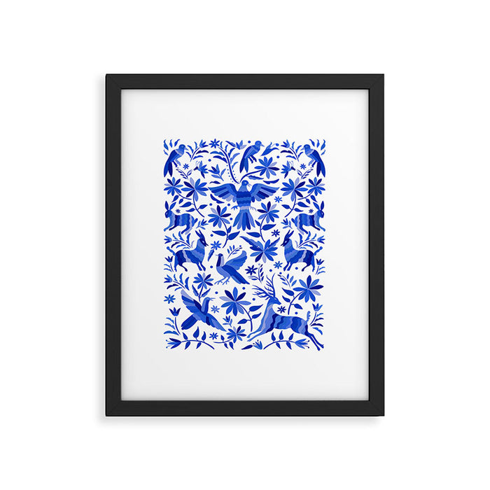 Mexican Otomí Design in Deep Blue by Akbaly Framed Art Print Gallery Image 1