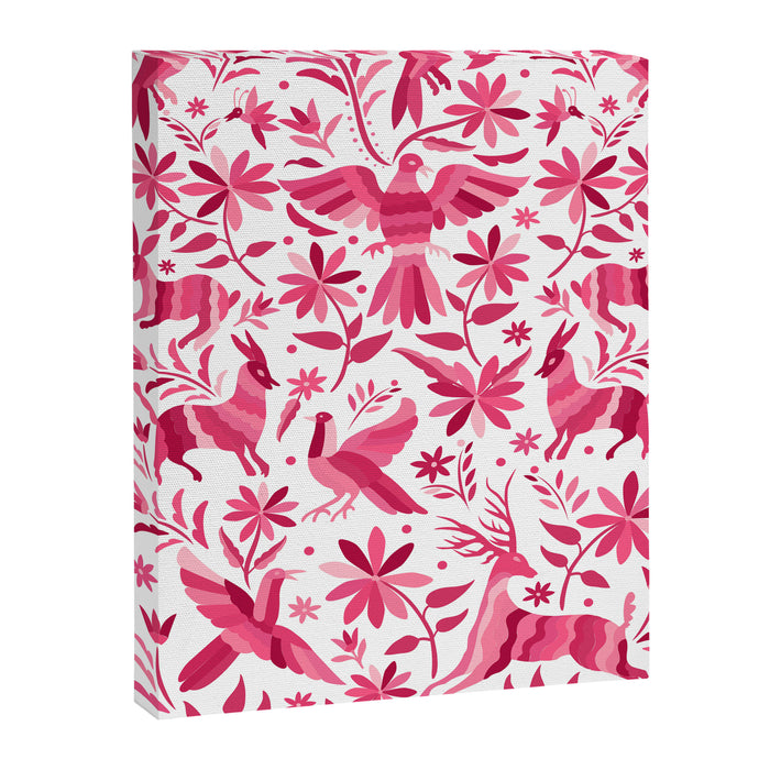 Mexican Otomi Design in Pink by Akbaly Canvas Print Gallery Image 1
