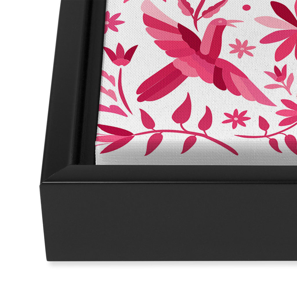 Mexican Otomi Design in Pink by Akbaly Framed Canvas Print Gallery Image 3