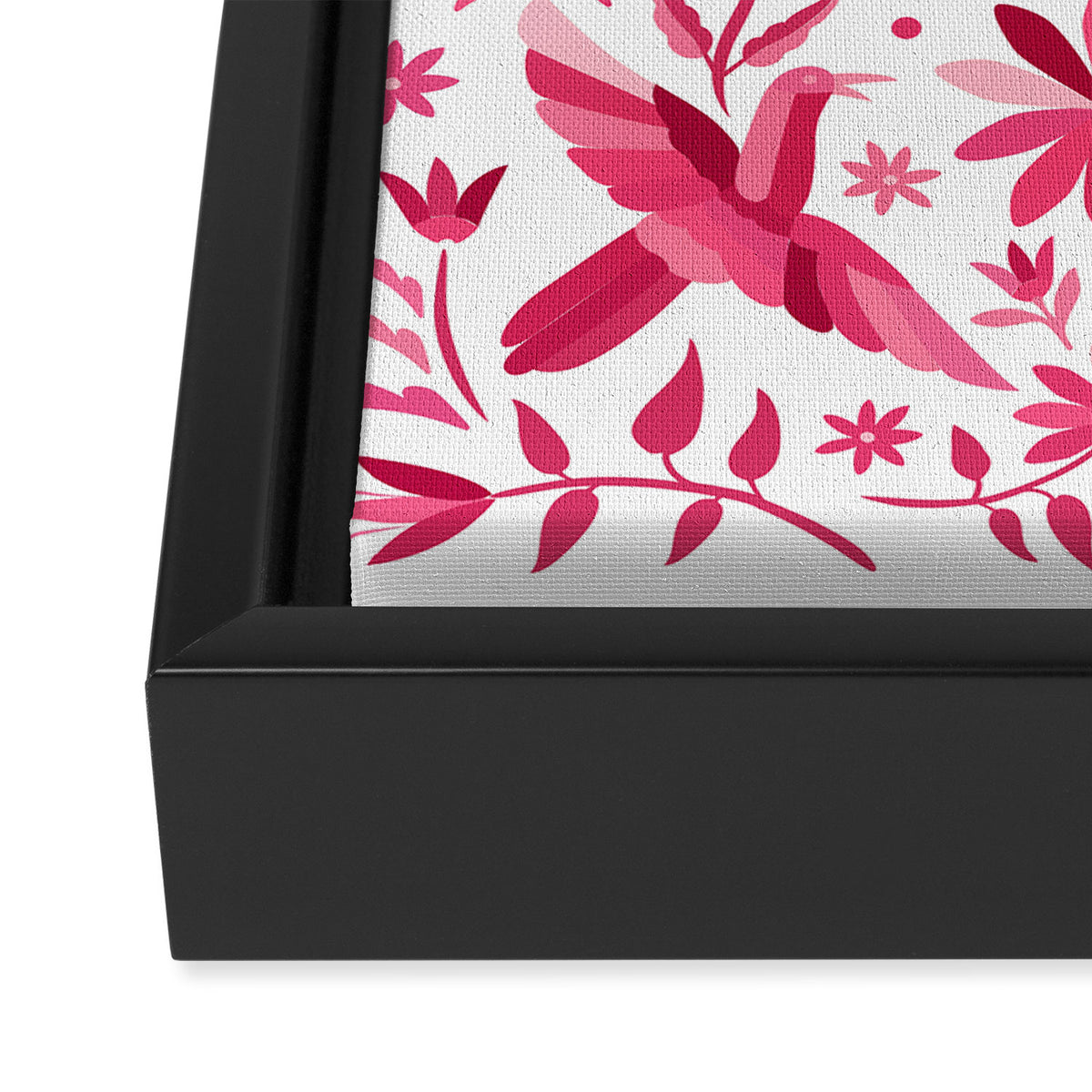 Mexican Otomi Design in Pink by Akbaly Framed Canvas Print Gallery Image 3