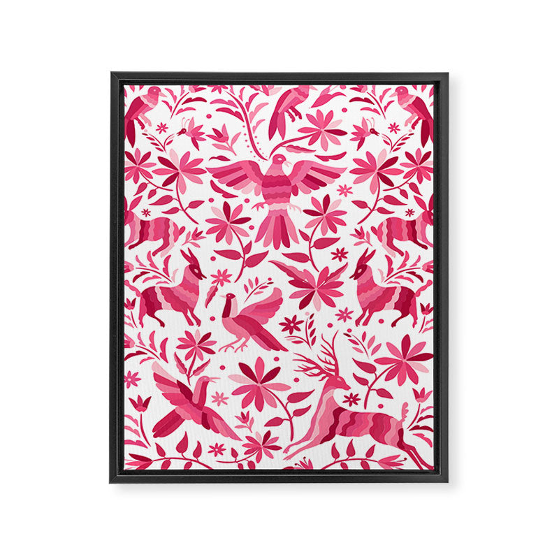 Mexican Otomi Design in Pink by Akbaly Framed Canvas Print Gallery Image 6
