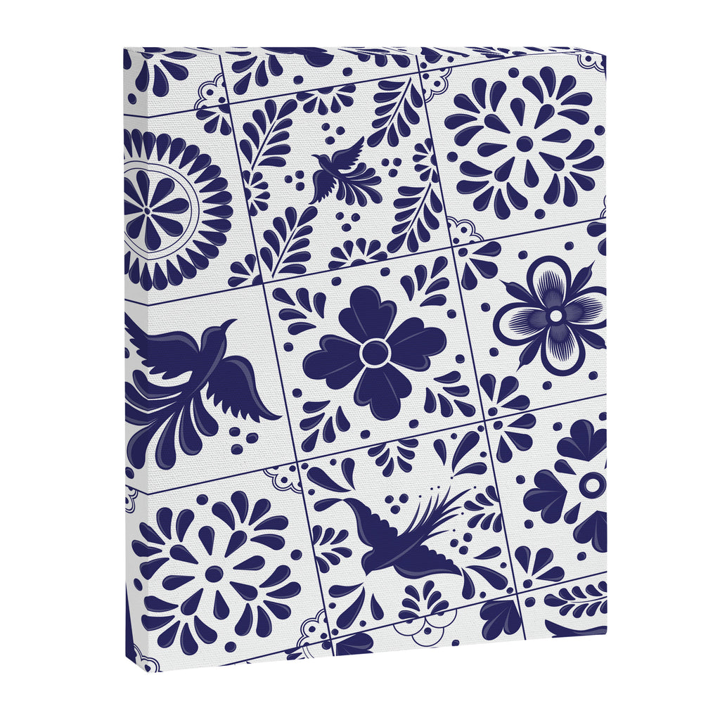 Mexican Talavera Blue Tiles Pattern by Akbaly Canvas Print Gallery Image 6