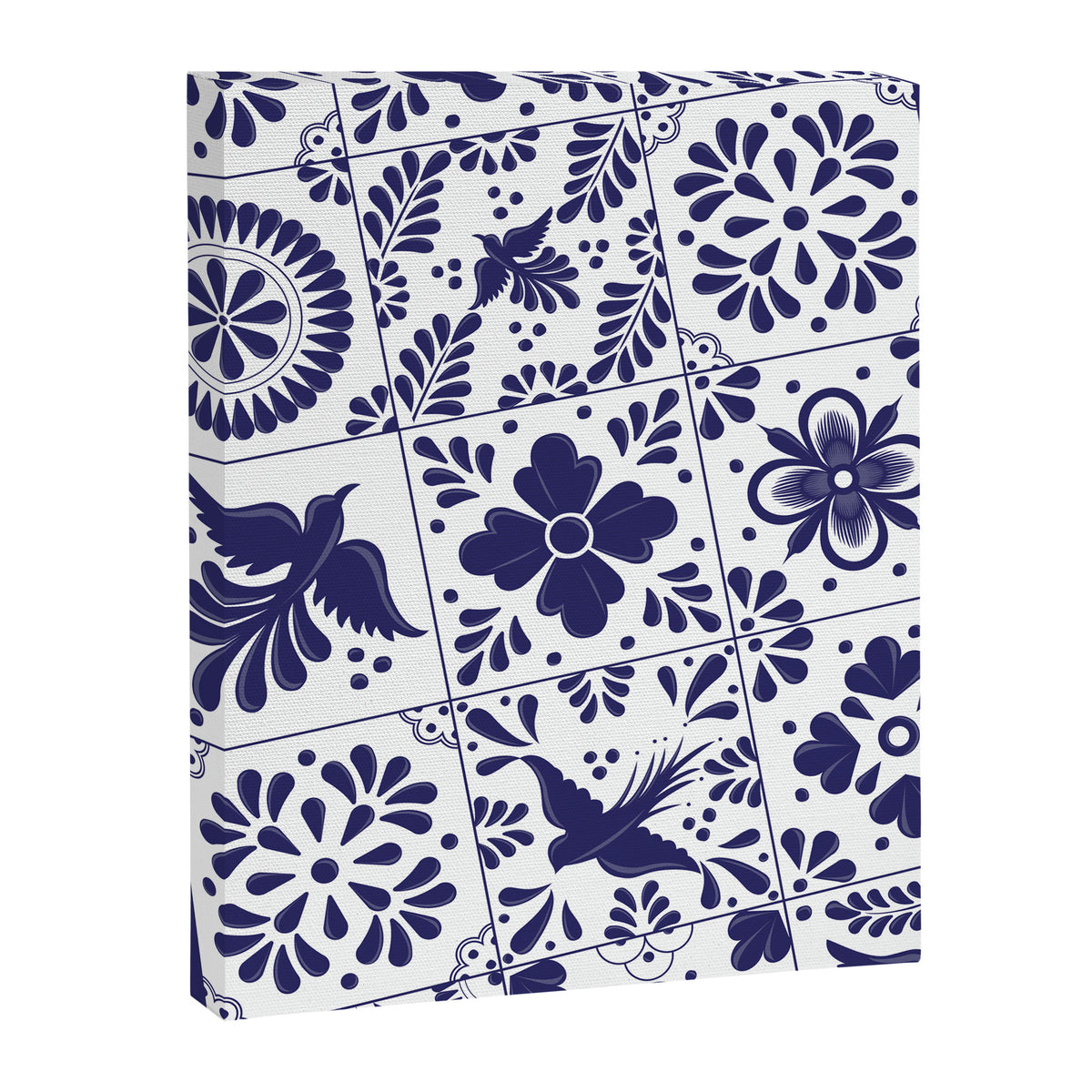 Mexican Talavera Blue Tiles Pattern by Akbaly Canvas Print Gallery Image 6