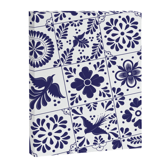 Mexican Talavera Blue Tiles Pattern by Akbaly Canvas Print Gallery Image 1